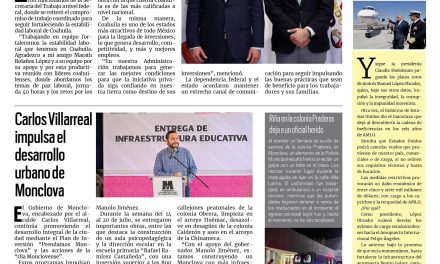 Portada RCG Centro [21 de julio de 2025] Fortalecemos la estabilidad laboral de Coahuila: Manolo Jiménez; Carlos Villarreal impulsa el desarrollo urbano de Monclova y más…
