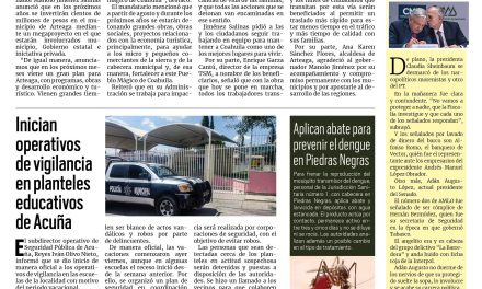 Portada RCG Fronteriza [19 de julio de 2025] Coahuila invierte en infraestructura urbana en todas las regiones; certificados de primaria y secundaria pueden descargarse en línea y más…