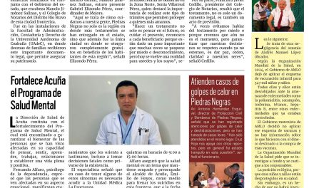 Portada RCG Fronteriza [23 de julio de 2025] Gobierno de Coahuila entrega testamentos gratuitos a familias de Piedras Negras; fortalece Acuña el Programa de Salud Mental y más…