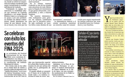 Portada RCG Media [21 de julio de 2025] Fortalecemos la estabilidad laboral de Coahuila: Manolo Jiménez; se celebran con éxito los eventos del FINA 2025 2025 y más…