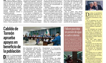 Portada RCG Lagunera [19 de julio de 2025] Coahuila invierte en infraestructura urbana en todas las regiones; prevén recorte en participaciones federales y evalúan impacto en obras municipales y más…