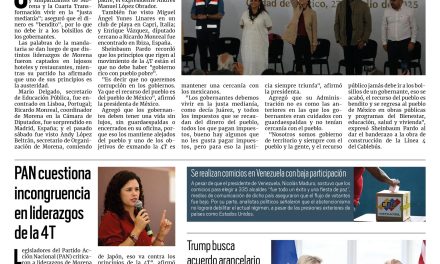 Portada RCG Nacional e Internacional [28 de julio de 2025] Presidenta llama la atención a morenistas tras varios escándalos por hacer viajes de lujo; PAN cuestiona incongruencia en liderazgos de la 4T y más…
