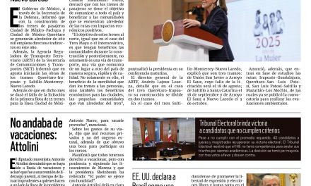 Portada RCG Nacional e Internacional [31 de julio de 2025] Sheinbaum anuncia nuevas rutas de trenes a Pachuca y Querétaro; No andaba de vacaciones: Attolini y más…