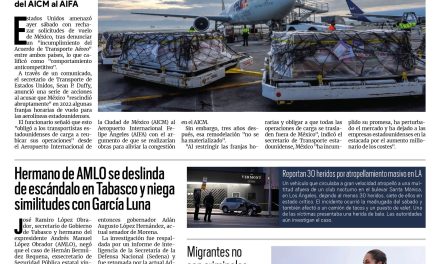 Portada RCG Nacional e Internacional [20 de julio de 2025] Estados Unidos amenaza con rechazar vuelos mexicanos; Hermano de AMLO se deslinda de escándalo en Tabasco y niega similitudes con García Luna y más…