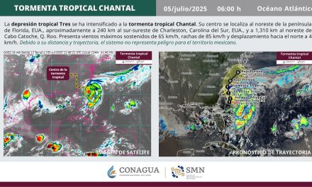 Tormenta tropical Chantal se forma en el Atlántico, sin representar riesgo para México