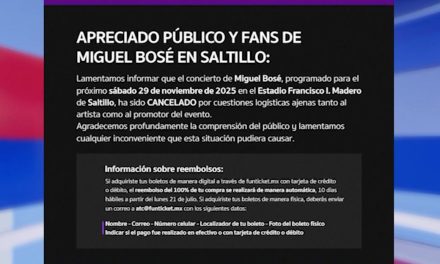 Se cancela concierto de Miguel Bosé en Saltillo