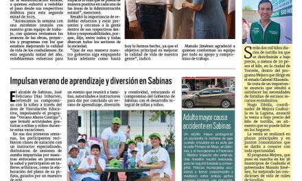 Portada RCG Carbonífera [12 de agosto de 2025] Manolo Jiménez reúne a su gabinete para organizar el cierre del año; Impulsan verano de aprendizaje y diversión en Sabinas y más…