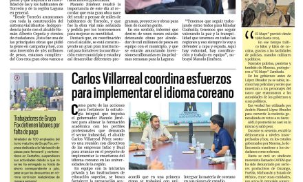 Portada RCG Centro [27 de agosto de 2025] Seguimos construyendo grandes obras en Coahuila: Manolo Jiménez; Carlos Villarreal coordina esfuerzos para implementar el idioma coreano y más…