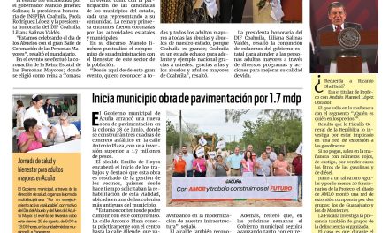 Portada RCG Fronteriza [29 de agosto de 2025] Manolo Jiménez reconoce a las personas de la tercera edad; inicia municipio obra de pavimentación por 1.7 mdp y más…