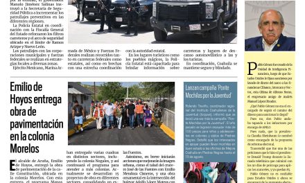 Portada RCG Fronteriza [4 de agosto de 2025] Coahuila mantiene filtros de seguridad durante el periodo vacacional; Emilio de Hoyos entrega obra de pavimentación en la colonia Morelos y más…