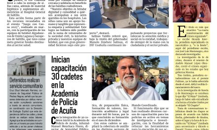 Portada RCG Fronteriza [25 de agosto de 2025] DIF Coahuila entrega aparatos a hospitales generales; inician capacitación 30 cadetes en la Academia de Policía de Acuña y más…
