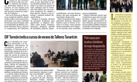 Portada RCG Lagunera [6 de agosto de 2025] Mercadito Mejora avanza rumbo a su edición 300; DIF Torreón invita a cursos de verano de Talleres Tonantzin y más…