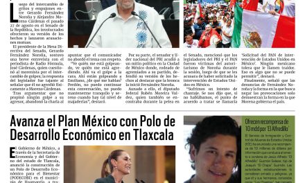 Portada RCG Nacional e Internacional [29 de agosto de 2025] Noroña y ‘Alito’ Moreno defienden sus versiones sobre pleito en el Senado; avanza el Plan México con Polo de Desarrollo Económico en Tlaxcala y más…