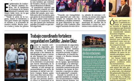 Portada RCG Media [9 de agosto de 2025] Da inicio la carrera Coahuila 1000; trabajo coordinado fortalece seguridad en Saltillo: Javier Díaz y más…