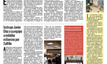 Portada RCG Media [16 de agosto de 2025] Llegan más oportunidades de empleo a Coahuila; instruye Javier Díaz a su equipo a redoblar esfuerzos por Saltillo y más…