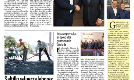 Portada RCG Media [22 de agosto de 2025] Harfuch y Manolo fortalecen la estrategia de seguridad de Coahuila; Saltillo refuerza labores de bacheo con la compra de camiones y equipo y más…