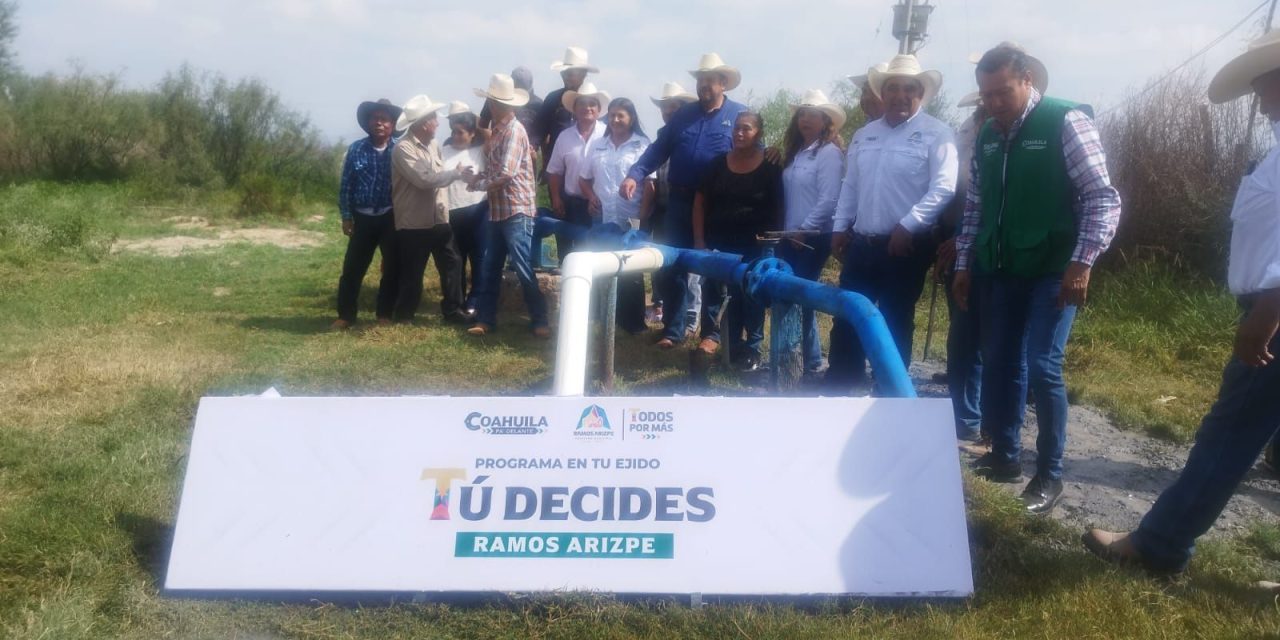 Entregan obras de equipamiento y reparación de pozo de agua en ejido de Ramos Arizpe