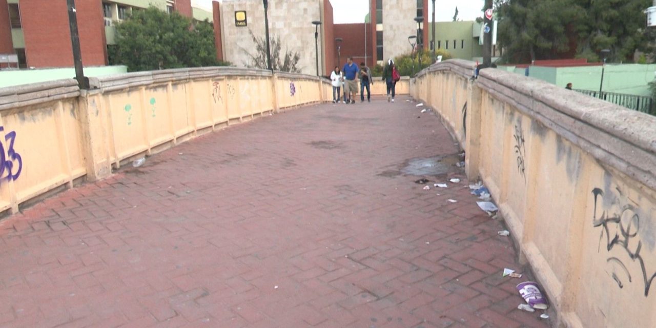 Reaparecen los ‘cochinones’ en puente peatonal de V. Carranza