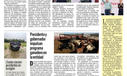 Portada RCG Carbonífera [8 de septiembre de 2025] En Coahuila, es momento de trabajar unidos: Claudia Sheinbaum; Presidenta y gobernador impulsan programa ganadero en la entidad y más…