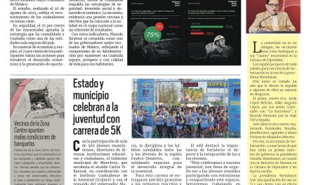 Portada RCG Centro [1 de septiembre de 2025] Manolo Jiménez, uno de los gobernadores mejor evaluados del país; estado y municipio celebran a la juventud con carrera de 5K y más…