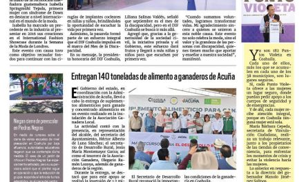 Portada RCG Fronteriza[6 de septiembre de 2025] DIF Coahuila realiza la pasarela ‘Entre Hilos y Tintos’; entregan 140 toneladas de alimento a ganaderos de Acuña y más..