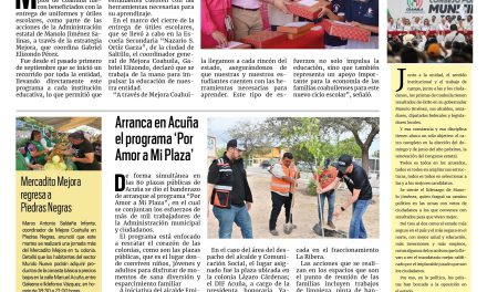 Portada RCG Fronteriza [22 de septiembre de 2025] Gobierno de Coahuila concluye entrega de uniformes y útiles escolares; arranca en Acuña el programa ‘Por Amor a Mi Plaza’ y más…
