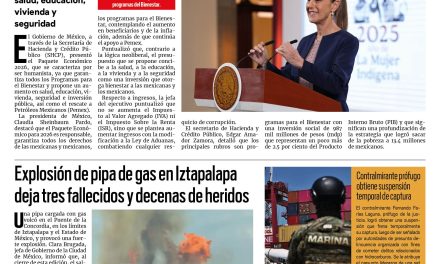 Portada RCG Nacional e Internacional [10 de septiembre de 2025] Claudia Sheinbaum destaca beneficios del Paquete Económico 2026; explosión de pipa de gas en Iztapalapa deja tres fallecidos y decenas de heridos y más…