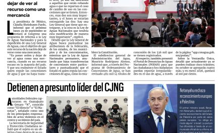 Portada RCG Nacional e Internacional [25 de septiembre de 2025] Enviarán propuesta para expedir la Nueva Ley General de Aguas; detienen a presunto líder del CJNG y más…