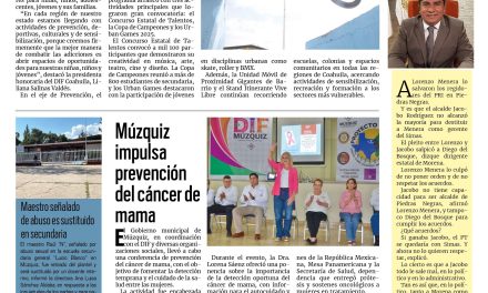 Portada RCG Carbonífera [5 de octubre de 2025] Impulsa DIF Coahuila el programa ‘Vive Libre Sin Drogas’; Canaco ofrece curso gratuito de inteligencia artificial para empresarios y más…
