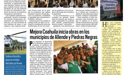 Portada RCG Carbonífera [16 de octubre de 2025] Cerraremos el año con 150 mmdp en inversiones: Manolo Jiménez; Mejora Coahuila inicia obras en Allende y Piedras Negras y más…
