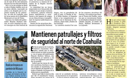 Portada RCG Carbonífera [20 de octubre de 2025] Rodeo Saltillo rompe récord con 80 mil asistentes; mantienen patrullajes y filtros de seguridad al norte de Coahuila y más…