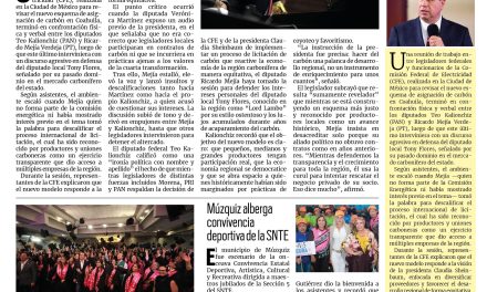 Portada RCG Carbonífera [24 de octubre de 2025] Estalla Mejía por perder contratos de carbón y agrede a diputados; programa ‘Mujeres Pa’delante’ empodera a las coahuilenses y más…