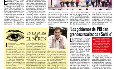 Portada RCG Centro [10 de octubre de 2025] Fortalecen el Gran Programa de Salud Mental en Coahuila; ‘Los gobiernos del PRI dan grandes resultados a Saltillo’ y más…