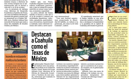 Portada RCG Fronteriza [2 de octubre de 2025] Presentan el Rodeo Saltillo y la Ruta Vinos y Dinos en Texas; destacan a Coahuila como el Texas de México y más…