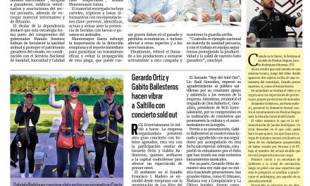 Portada RCG Fronteriza [13 de octubre de 2025] Gobierno de Coahuila refuerza campaña contra el gusano barrenador; Gerardo Ortiz y Gabito Ballesteros hacen vibrar a Saltillo con concierto sold out  y más…