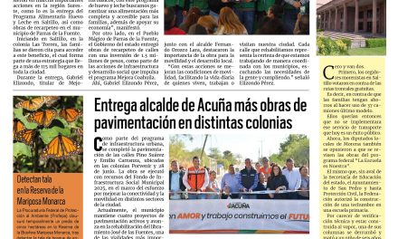 Portada RCG Fronteriza [30 de octubre de 2025] Mejora Coahuila lleva más beneficios a la región Sureste; entrega alcalde más pavimento en colonias y más…