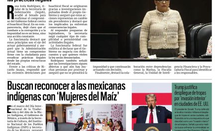 Portada RCG Nacional e Internacional [1 de octubre de 2025] No se ha acabado la investigación sobre huachicol: Rosa Icela Rodríguez; buscan reconocer a las mexicanas indígenas con ‘Mujeres del Maíz’ y más…