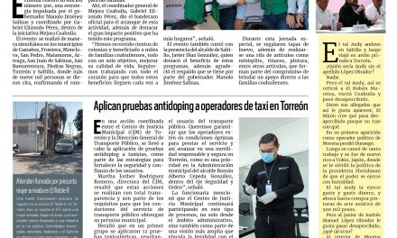 Portada RCG Lagunera [18 de octubre de 2025] Mercadito Mejora llega a su edición número 300; aplican pruebas antidoping a operadores de taxi en Torreón y más…