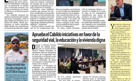Portada RCG Lagunera [28 de octubre de 2025] Coahuila fabrica las mejores camionetas del mundo: Manolo ; aprueba el Cabildo iniciativas en favor de la seguridad vial, la educación y la vivienda digna y más…