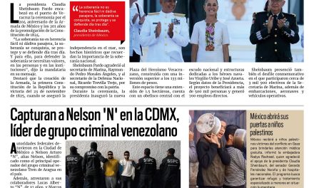 Portada RCG Nacional e Internacional [5 de octubre de 2025]  Sheinbaum encabeza el aniversario 204 de la Armada de México; Capturan en CDMX a líder de grupo criminal venezolano y más…