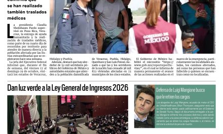 Portada RCG Nacional e Internacional [18 de octubre de 2025] Claudia Sheinbaum supervisa la entrega de ayuda en estados afectados; Dan luz verde a la Ley General de Ingresos 2026 y más…
