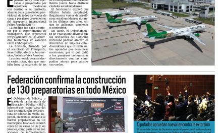 Portada RCG Nacional e Internacional [29 de octubre de 2025] Estados Unidos cancela 13 rutas aéreas de aerolíneas mexicanas; federación confirma la construcción de 130 preparatorias en todo México y más…