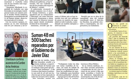 Portada RCG Media [14 de octubre de 2025] Coahuila fortalece su seguridad con tecnología e inteligencia; suman 48 mil 500 baches reparados por el Gobierno de Javier Díaz y más…