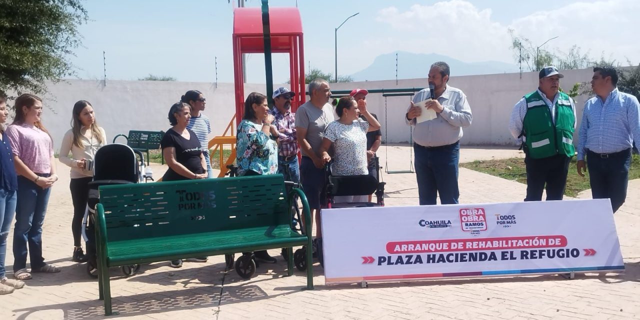 Rehabilitan plaza pública en Ramos Arizpe