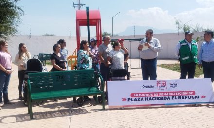 Rehabilitan plaza pública en Ramos Arizpe