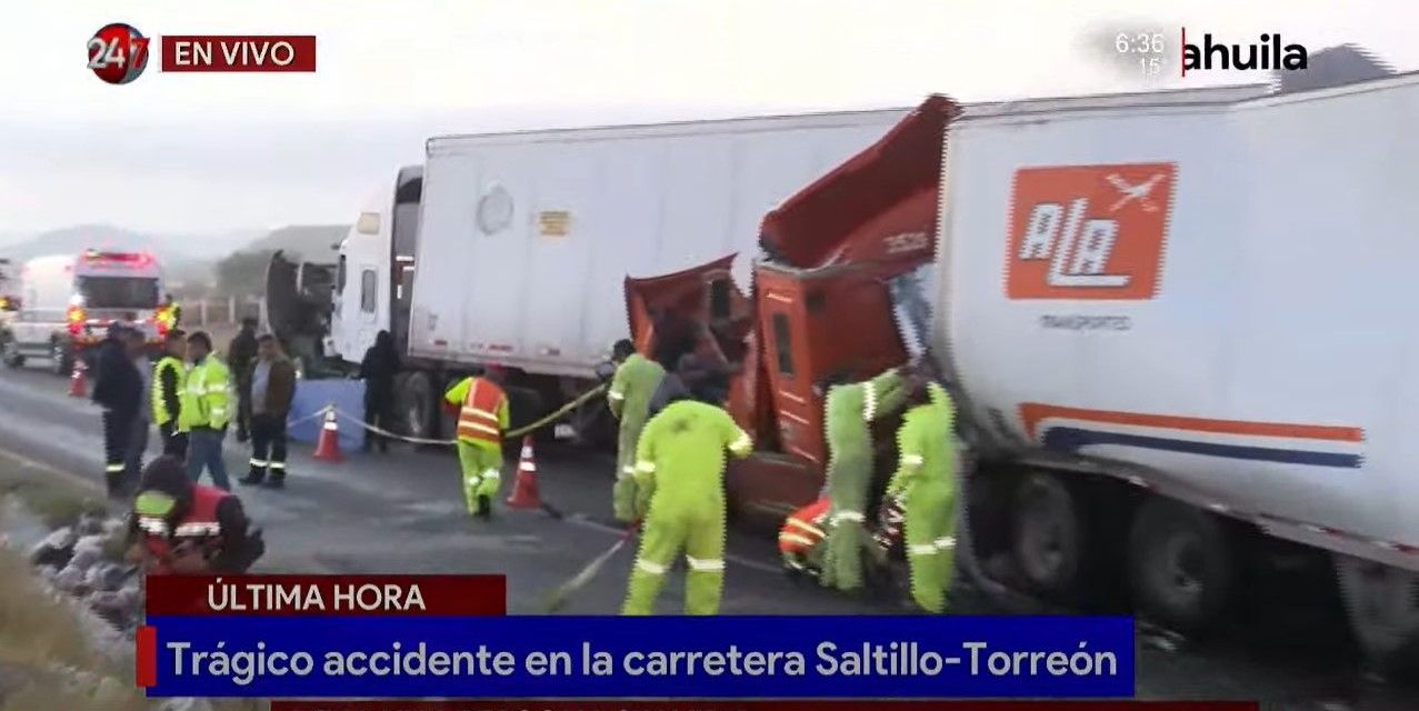 Muere trailero en la carretera Saltillo-Torreón tras ser embestido