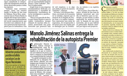 Portada RCG Carbonífera [13 de noviembre de 2025] Gobernador anuncia inversión millonaria en Nueva Rosita; Manolo Jiménez entrega la rehabilitación de la autopista Premier y más noticias…
