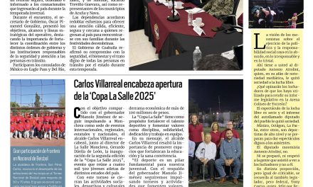 Portada RCG Carbonífera [22 de noviembre de 2025] Coahuila fortalece el Operativo Bienvenidos Paisanos 2025; impulsan los valores cívicos en las escuelas de Sabinas y más noticias…
