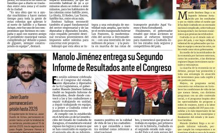 Portada RCG Centro [25 de noviembre de 2025] Gobernador inaugura prolongación del bulevar Nazario Ortiz Garza; Manolo Jiménez entrega su Segundo Informe de Resultados ante el Congreso y más…