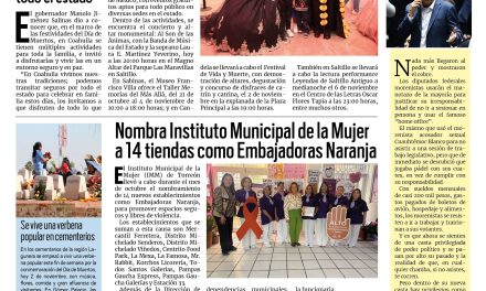 Portada RCG Lagunera [2 de noviembre de 2025] Vivamos en familia nuestras tradiciones: Manolo Jiménez; Entrega rector de la UAdeC mobiliario y laboratorios y más…